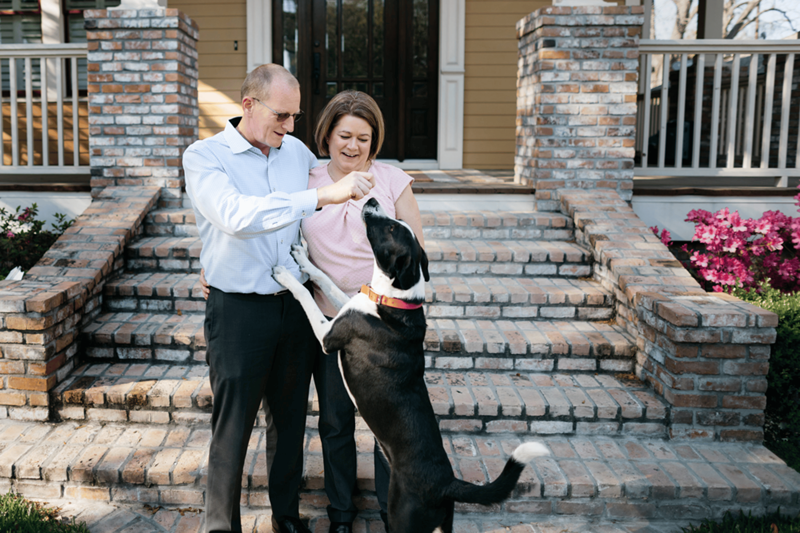 Hunt Landscape Front Steps Dog
